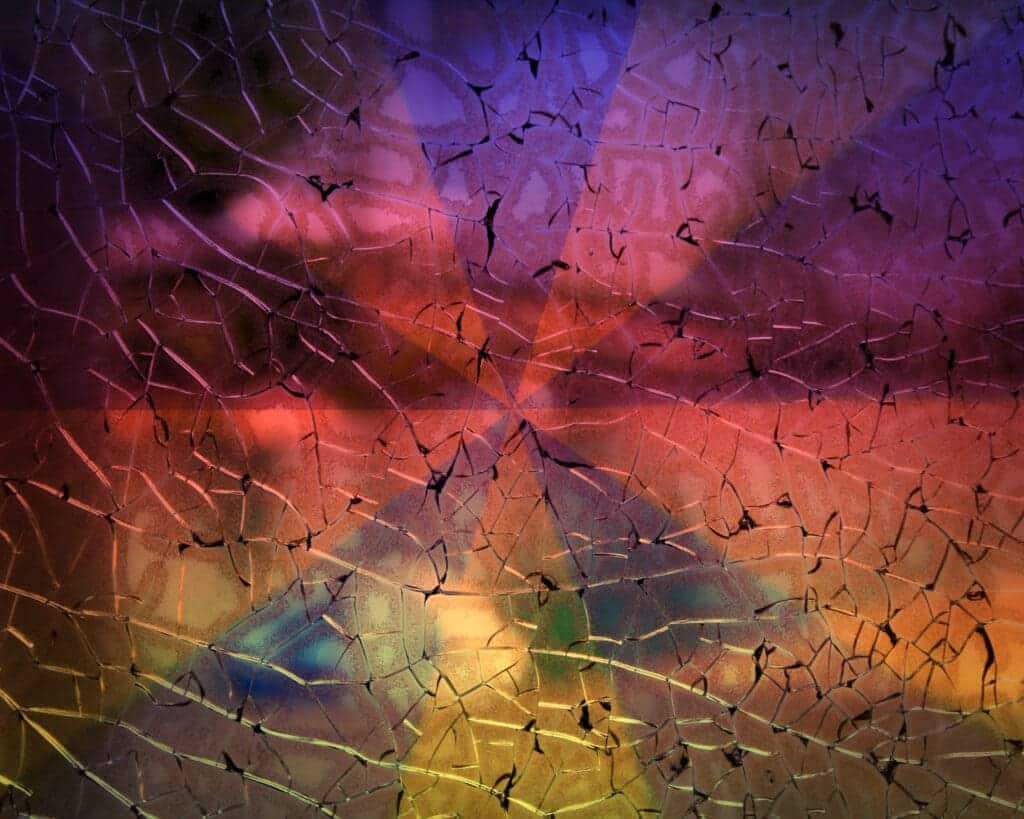 Shattered stained window