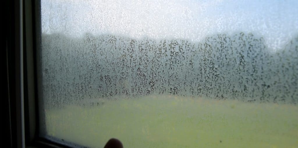 hard water stains on a glass window