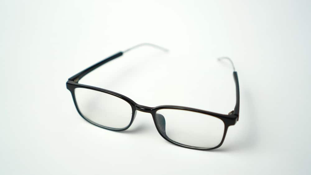 Classic Black Rectangular Eyeglasses On White Background