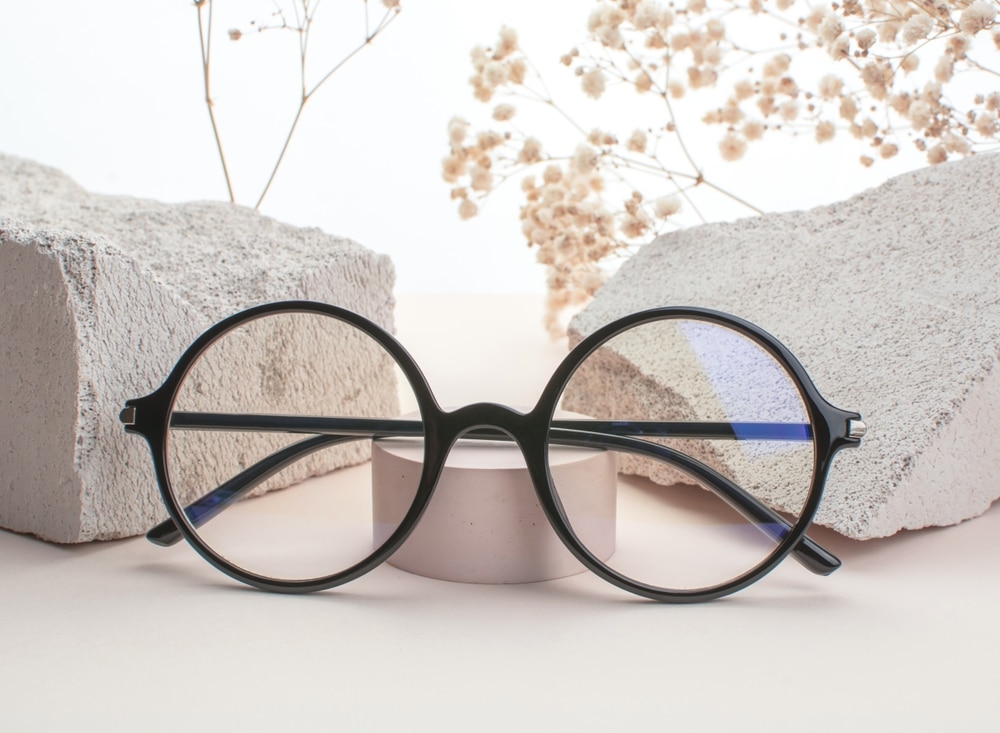 Glasses For Sight In A Black Round Frame Stylish Eyeglasses