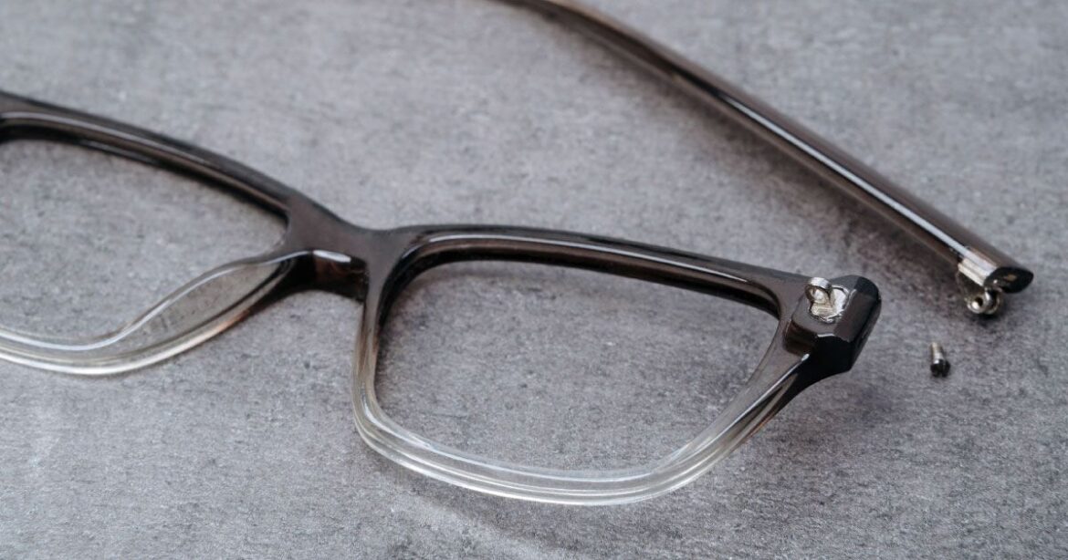 A view of broken eye glasses A view of broken eye glasses